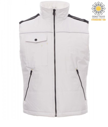 white fleece padded collar multi pocket work vest