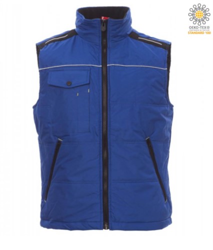 royal blue fleece padded collar multi pocket work vest