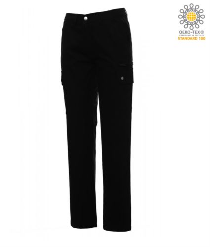 Women trousers with multi pocket and multi-season classic cut. Color Black 