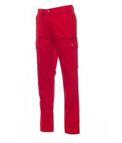 Multi season and multi pocket work trousers 100% Cotton. Colour red
