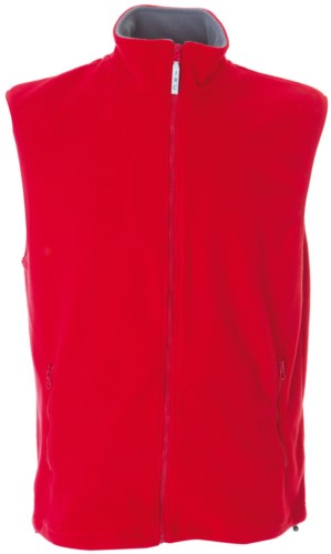 Fleece vest with long zip, two pockets, color red