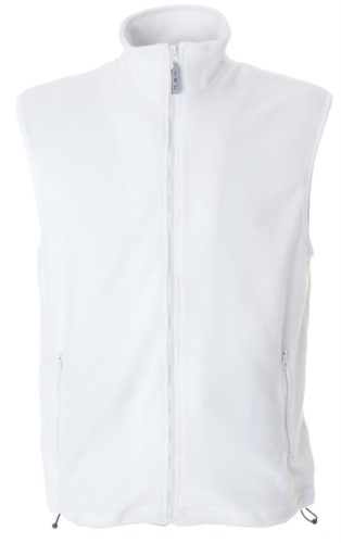Fleece vest with long zip, two pockets, color white