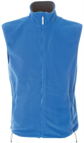 Fleece vest with long zip, two pockets, color royal blue