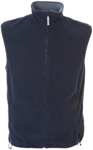 Fleece vest with long zip, two pockets, color navy blue