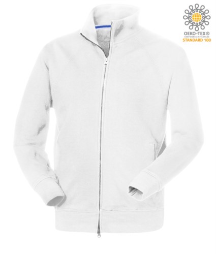 man long sleeved sweatshirt with long zip White color