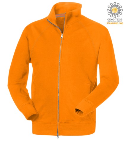 man long sleeved sweatshirt with long zip orange color