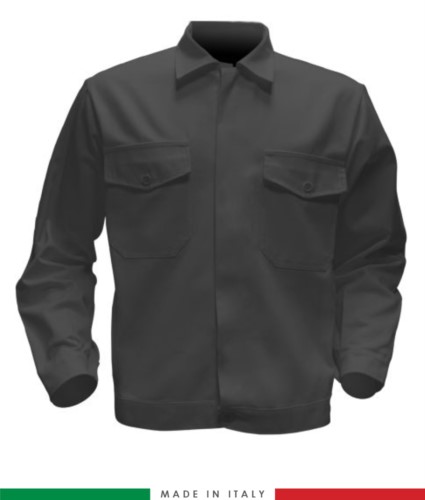Two tone work jacket, Made in Italy. Two chest pockets. Possibility of customization. Color grey