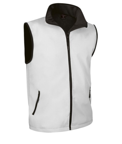 soft shell vest with long zip in polyamide and elastane and microfleece lining. Colour:white