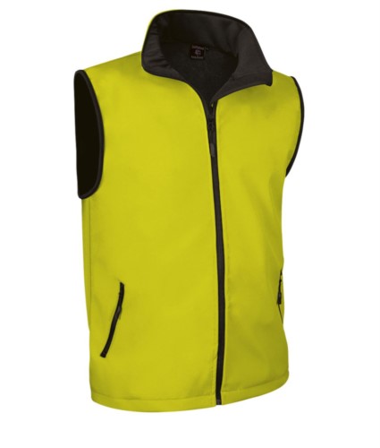 soft shell vest with long zip in polyamide and elastane and microfleece lining. Colour:yellow
