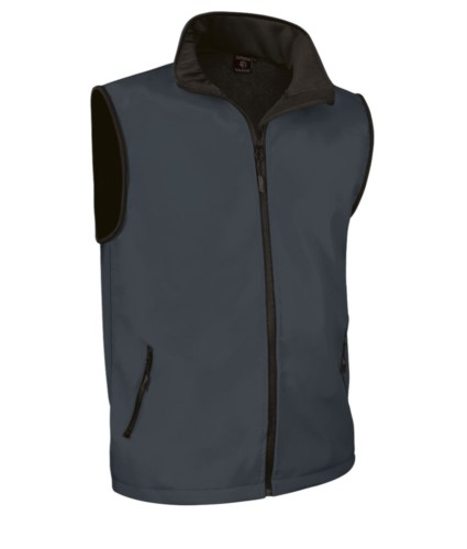 soft shell vest with long zip in polyamide and elastane and microfleece lining. Colour:grey