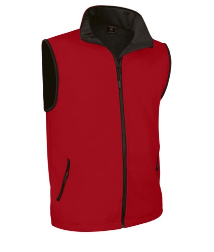 soft shell vest with long zip in polyamide and elastane and microfleece lining. Colour:red
