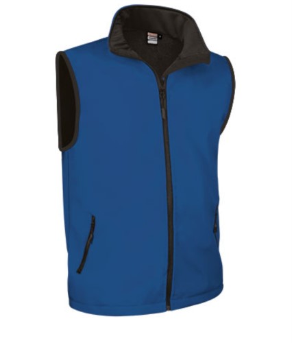 soft shell vest with long zip in polyamide and elastane and microfleece lining. Colour: blu royal