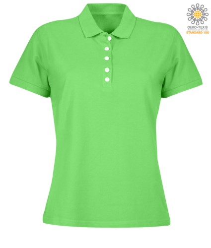 Women short sleeved polo shirt in jersey, light green color