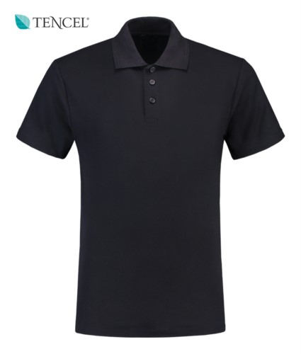 Short Sleeve Tencel Polo Shirt, three buttons closure, 100% Cotton, blue colour