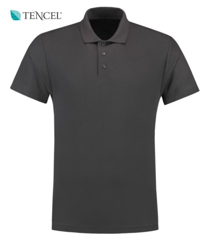 Short Sleeve Tencel Polo Shirt with three buttons, 
 100% Cotton, grey colour