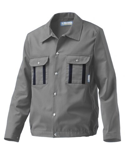 Two-tone multi pocket work jacket with reflective piping on shoulders and sleeves. Colour grey
