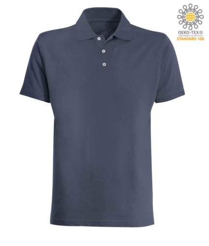 Short sleeved polo shirt in blue jersey