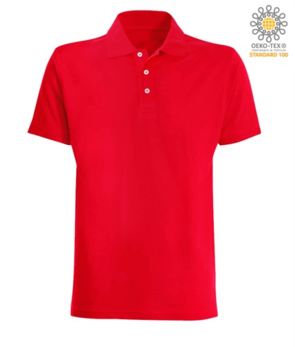 Short sleeved polo shirt in red jersey