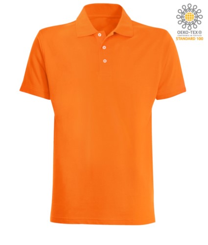 Short sleeved polo shirt in orange jersey