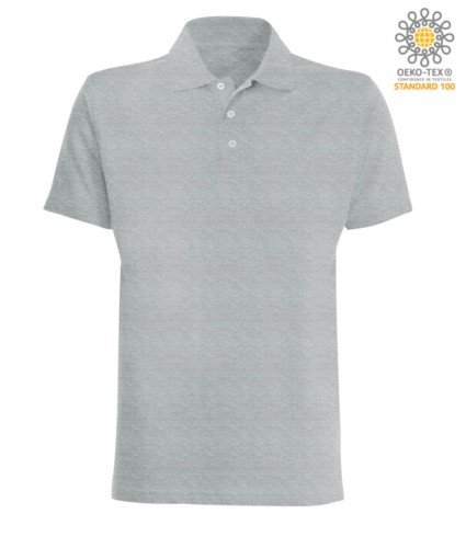 Short sleeved polo shirt in Melange Grey jersey