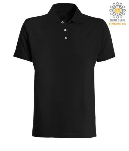 Short sleeved polo shirt in black jersey