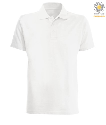 Short sleeved polo shirt in white jersey