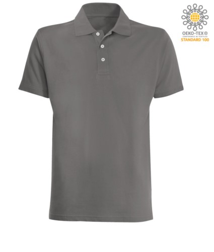 Short sleeved polo shirt in grey jersey
