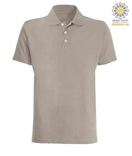 Short sleeved polo shirt in light grey jersey