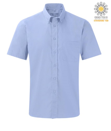 man short sleeve work uniform shirt Oxford Blue color