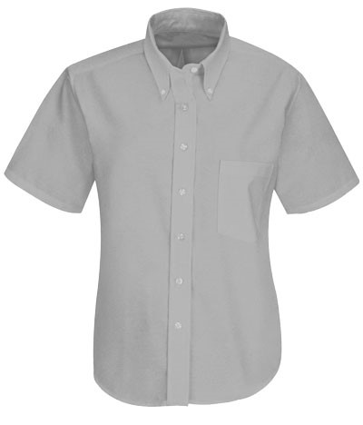 women shirt uniform button down short tip Grey color