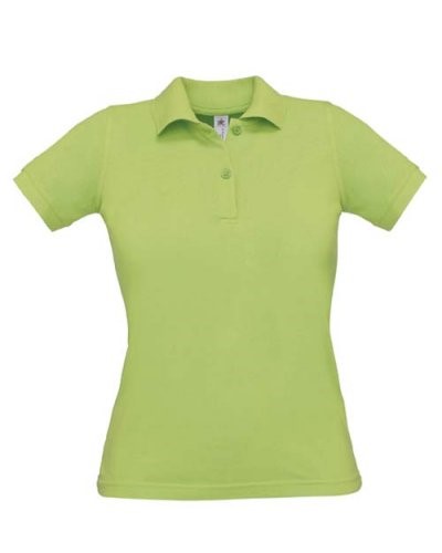 Women short sleeved polo shirt, two matching buttons, color pistachio