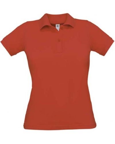 Women short sleeved polo shirt, two matching buttons, color red 