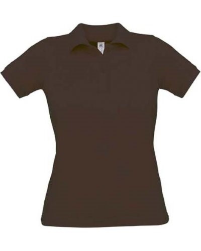 Women short sleeved polo shirt, two matching buttons, color brown 