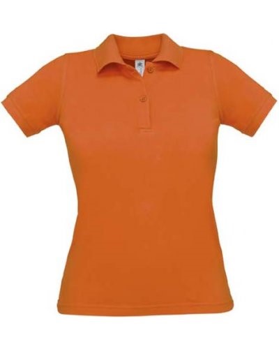 Women short sleeved polo shirt, two matching buttons, color orange