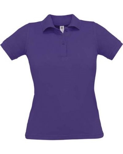 Women short sleeved polo shirt, two matching buttons, color purple