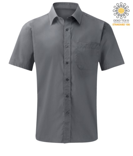 men short sleeved shirt polyester and cotton silver color