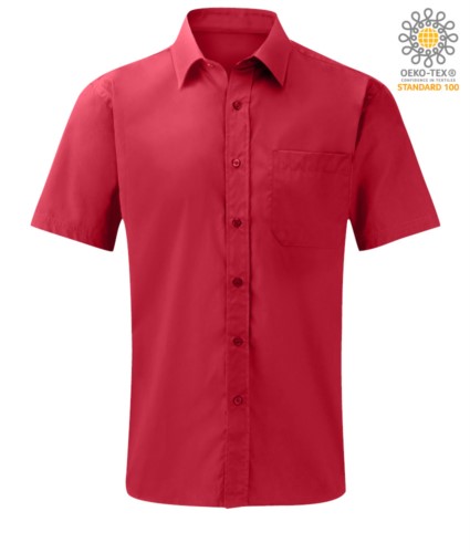 men short sleeved shirt polyester and cotton red color