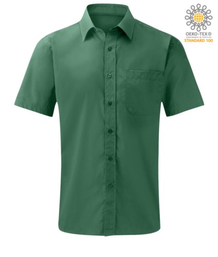 men short sleeved shirt polyester and cotton green color