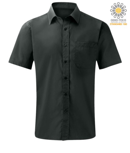Camicia da lavoro a manica corta colore grigio scuro personalizzabile