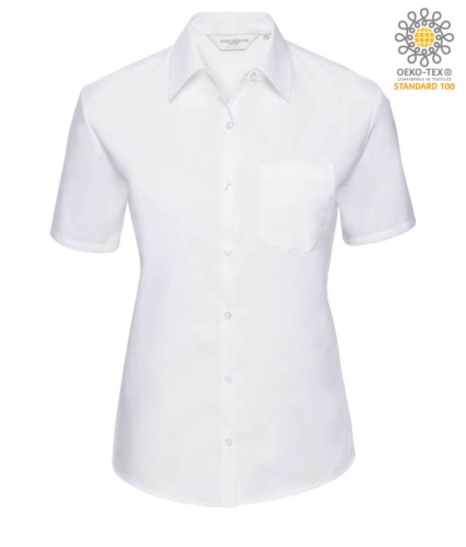 men shirt short sleeve color white 100% cotton