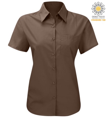 women shirt with short sleeves for work Brown