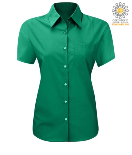 women shirt with short sleeves for work Green