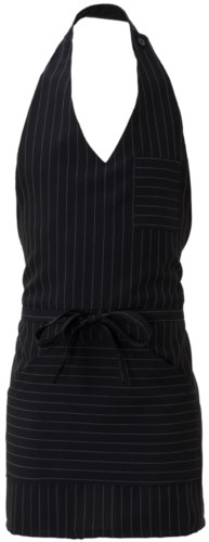 Apron with central single pocket, colour black pinstripe