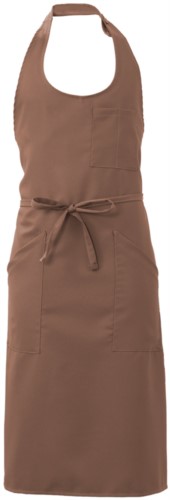 Apron with pockets and small pockets, in polyester, colour coffee