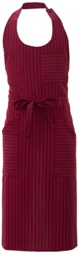 Apron with pockets and small pockets, in polyester, colour burgundy pinstripe