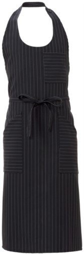 Apron with pockets and small pockets, in polyester, colour black pinstripe