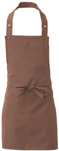 Apron with side pocket, in polyester, colour coffee