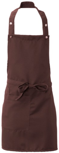 Apron with side pocket, in polyester, colour brown