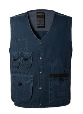 summer work vest multi-pockets blue color 100% cotton 