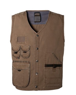 summer work vest multi-pockets brown color 100% cotton 